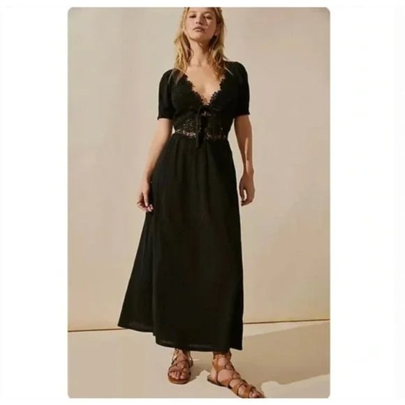 Free People Dresses & Skirts - 🖤 030 Free People All You Need Is Lace Midi Dress Crochet Black Size Med
